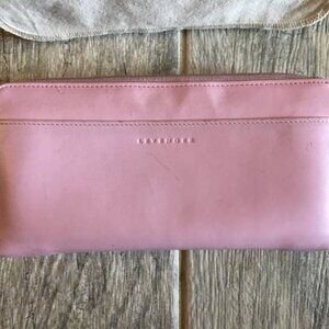 1990s Levenger Classic Genuine Leather Accordion Wallet in Rose Pink